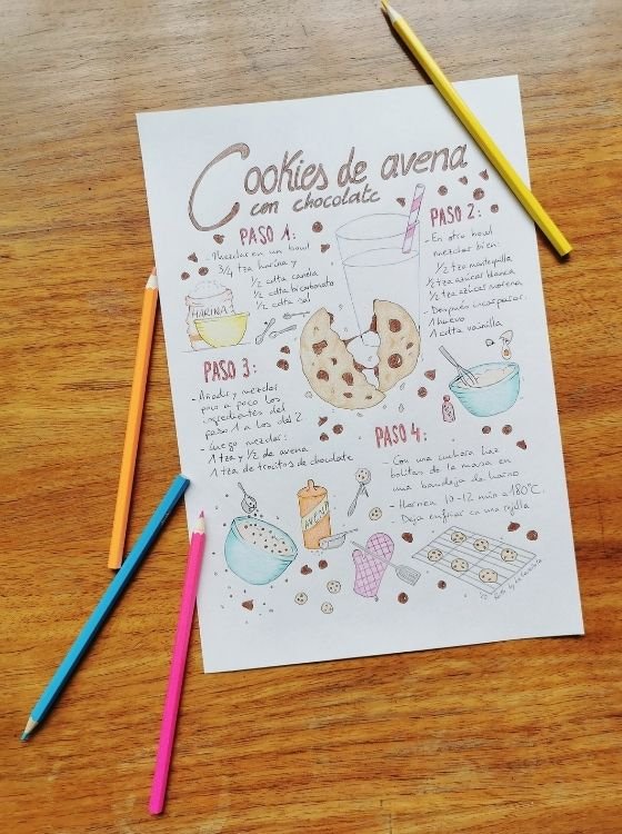 Receta Ilustrada Galletas de Avena con Chocolate sin Gluten La Carañola