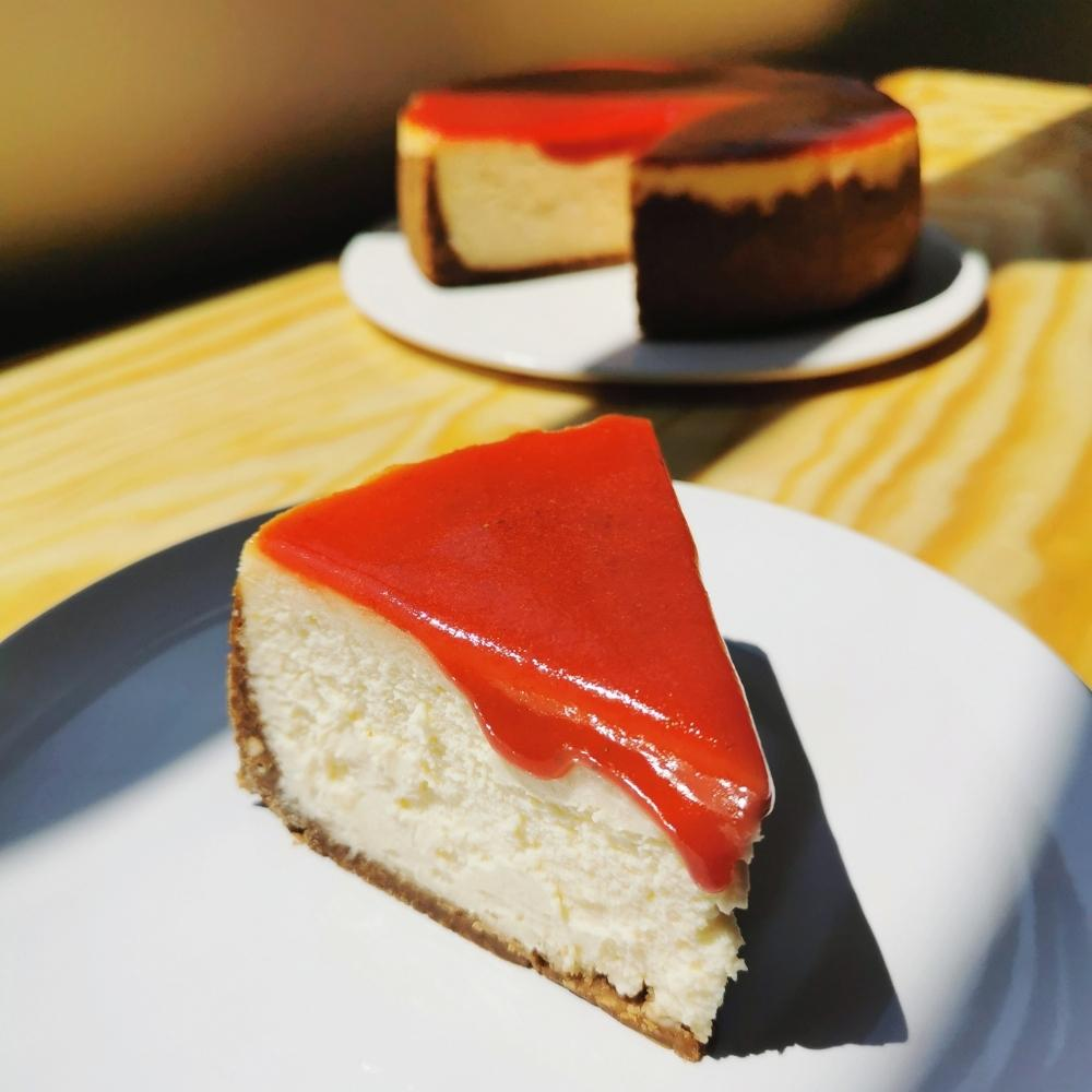 New York Cheesecake Tarta de Queso Americana Mermelada Fresa Receta de La Carañola