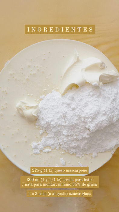 Galería Bricomanía Crema Batida Montada Chantilly de Queso Mascarpone buttercream Receta La Carañola Ingredientes