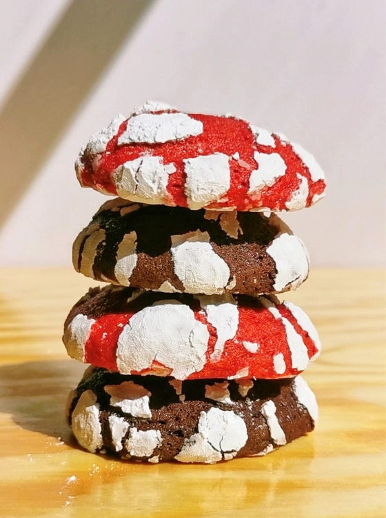 Galletas Craqueladas Crinkle Cookies Chocolate y Red Velvet Navidad Azúcar Receta La Carañola