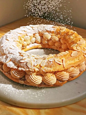París Brest pasta masa choux crema mousseline muselina praliné avellana almendra receta tradicional La Carañola