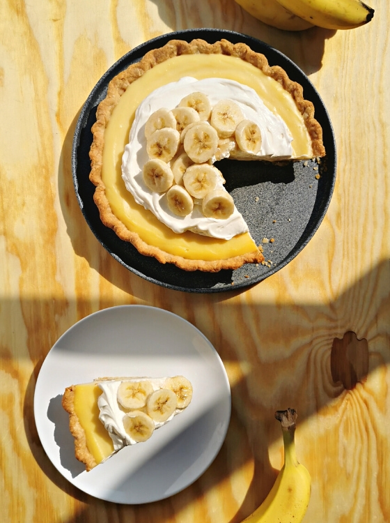 Pie Pay Tarta de Plátano Banana Cambur Crema Pastelera Chantilly Mascarpone Receta La Carañola